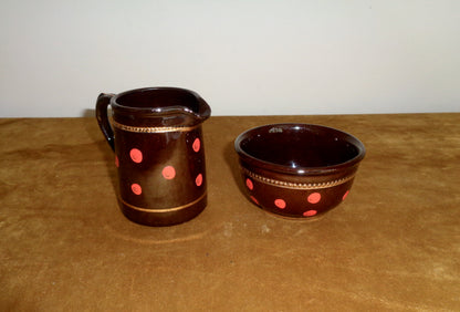 ALB Canal Ware Pottery Mini Creamer and Sugar Bowl