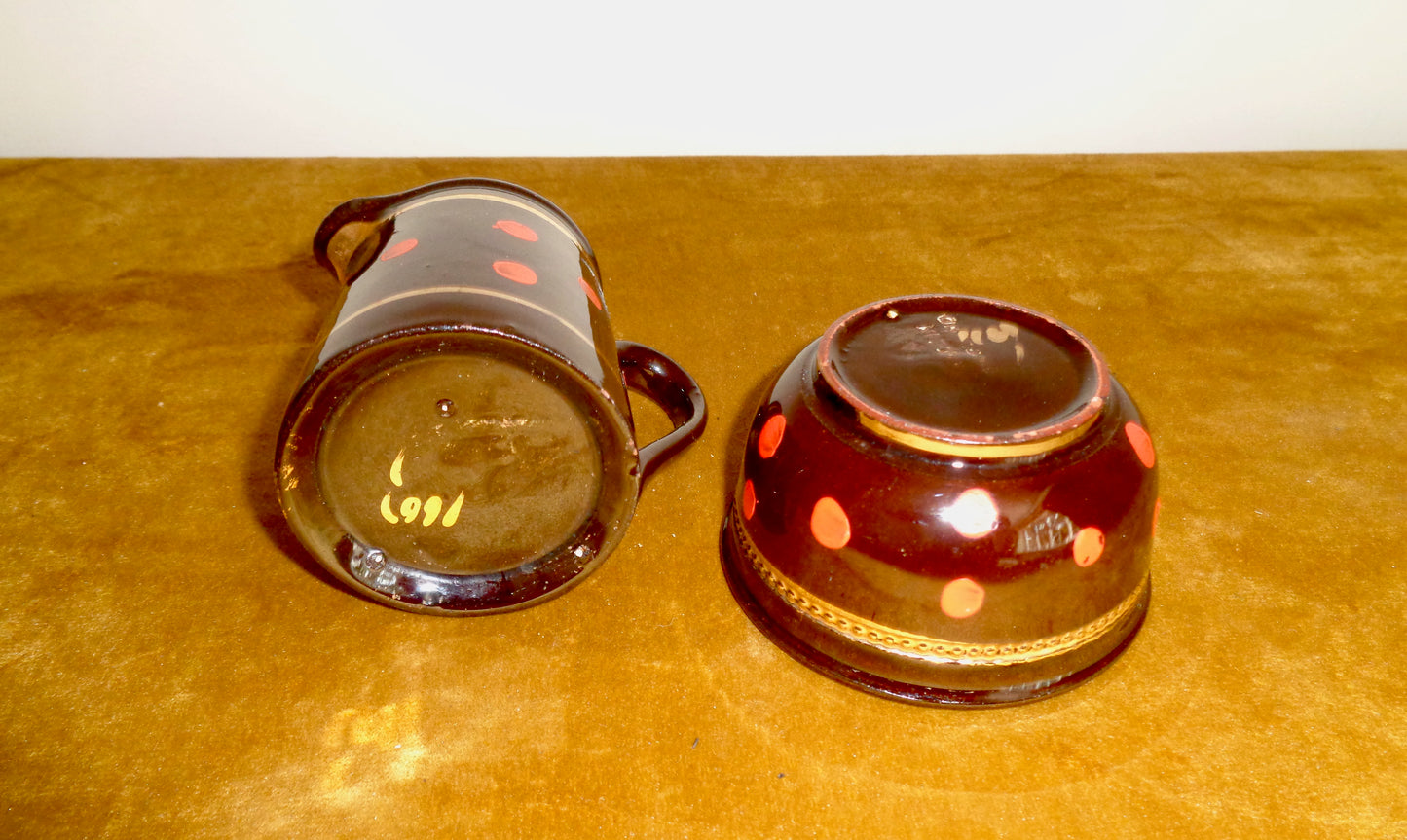 ALB Canal Ware Pottery Mini Creamer and Sugar Bowl