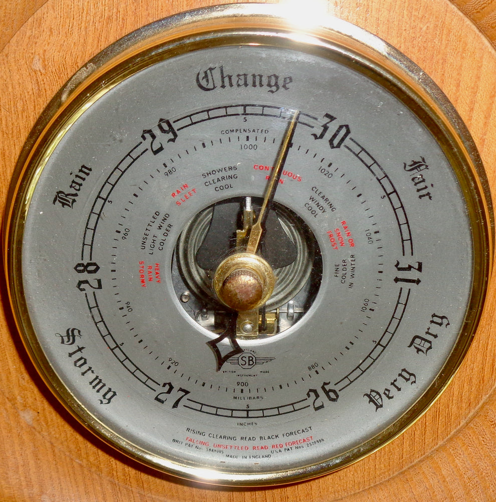 Vintage Shortland SB Aneroid Barometer In A Circular Wood Surround ...