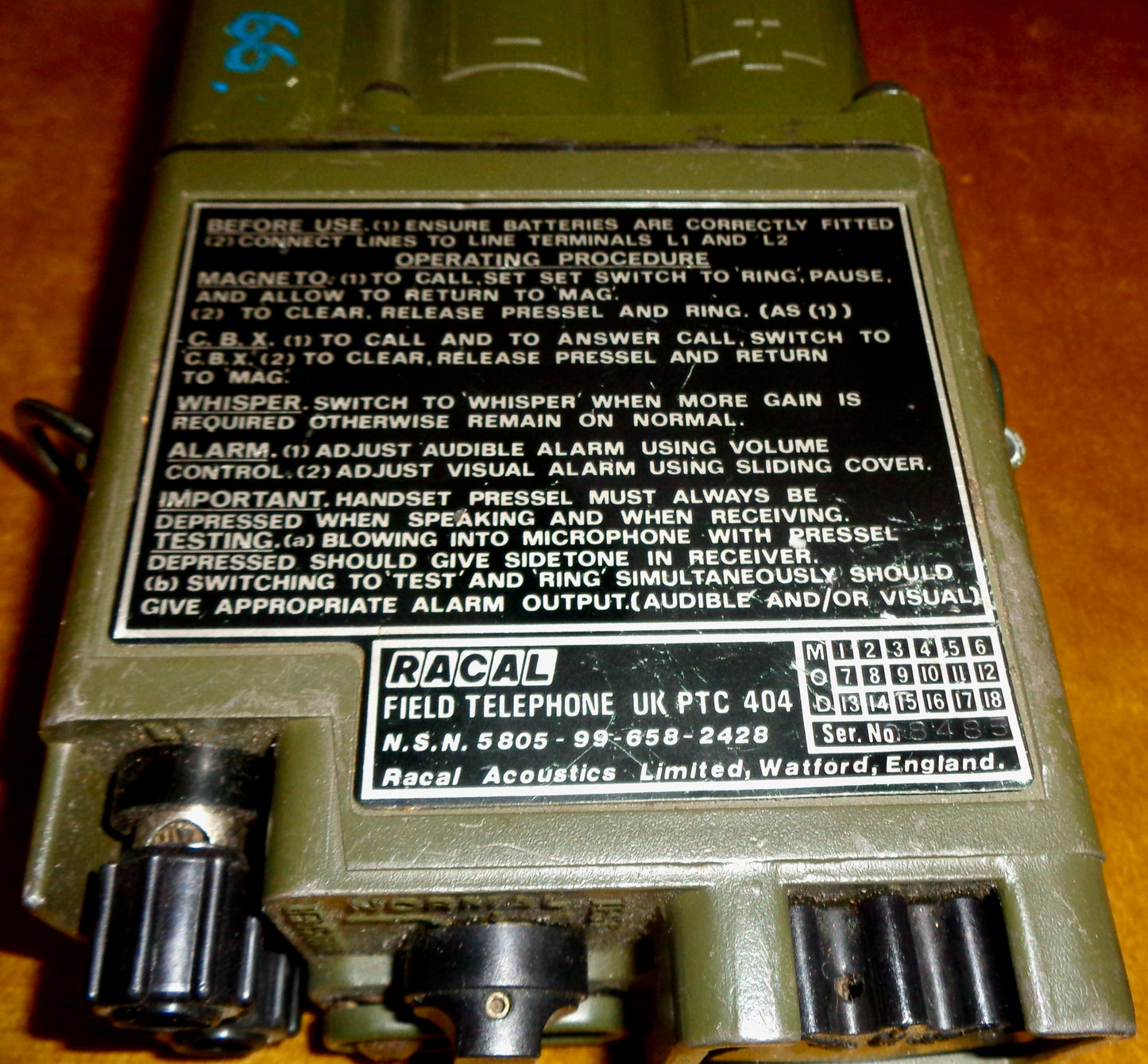 Racal UK PTC-404 Field Telephone Made For The British MOD