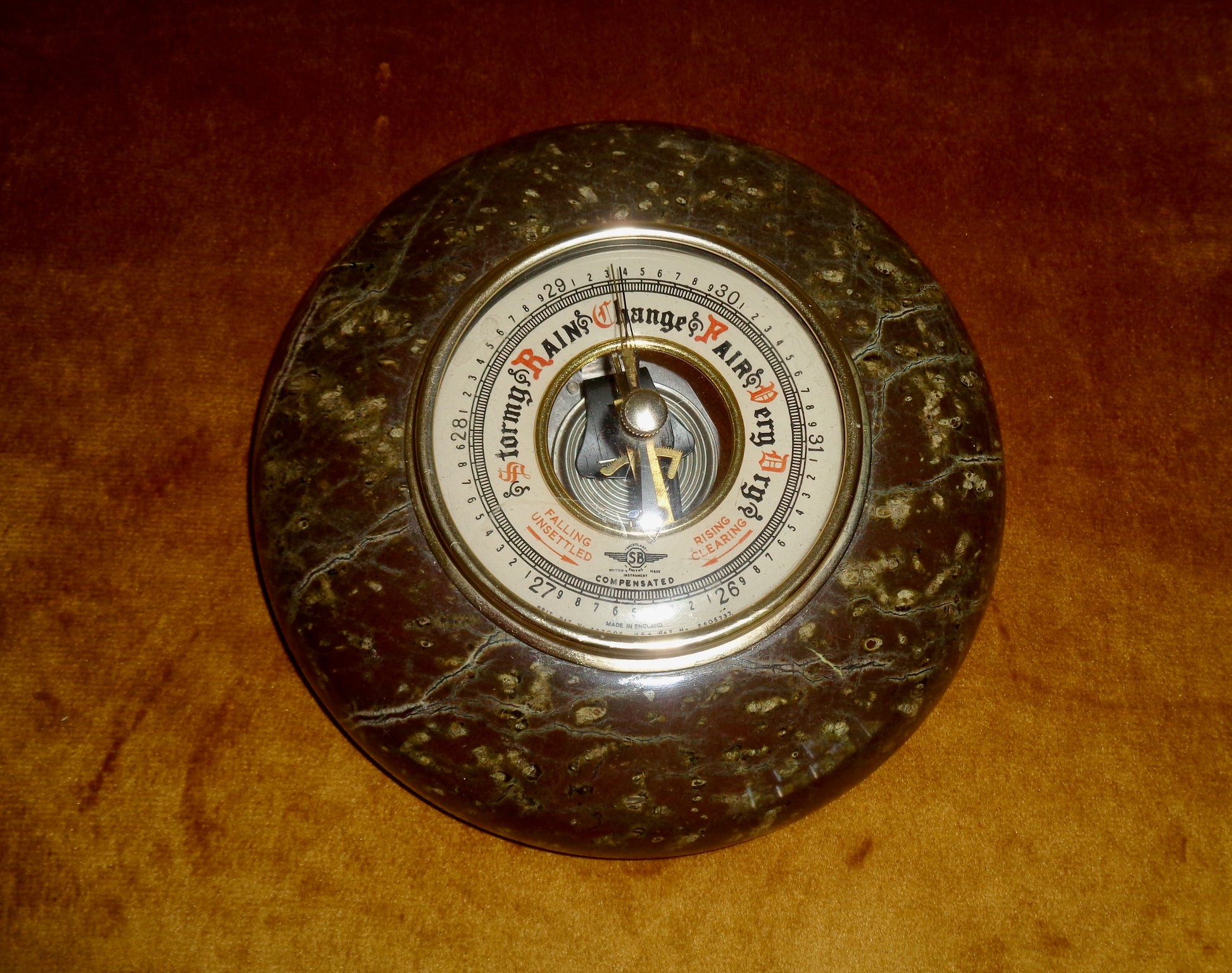 1950s Shortland SB Aneroid Serpentine Barometer 6 Inch Diameter