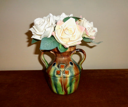 Art Nouveau Ruskin Style Dripware Two Handled Vase