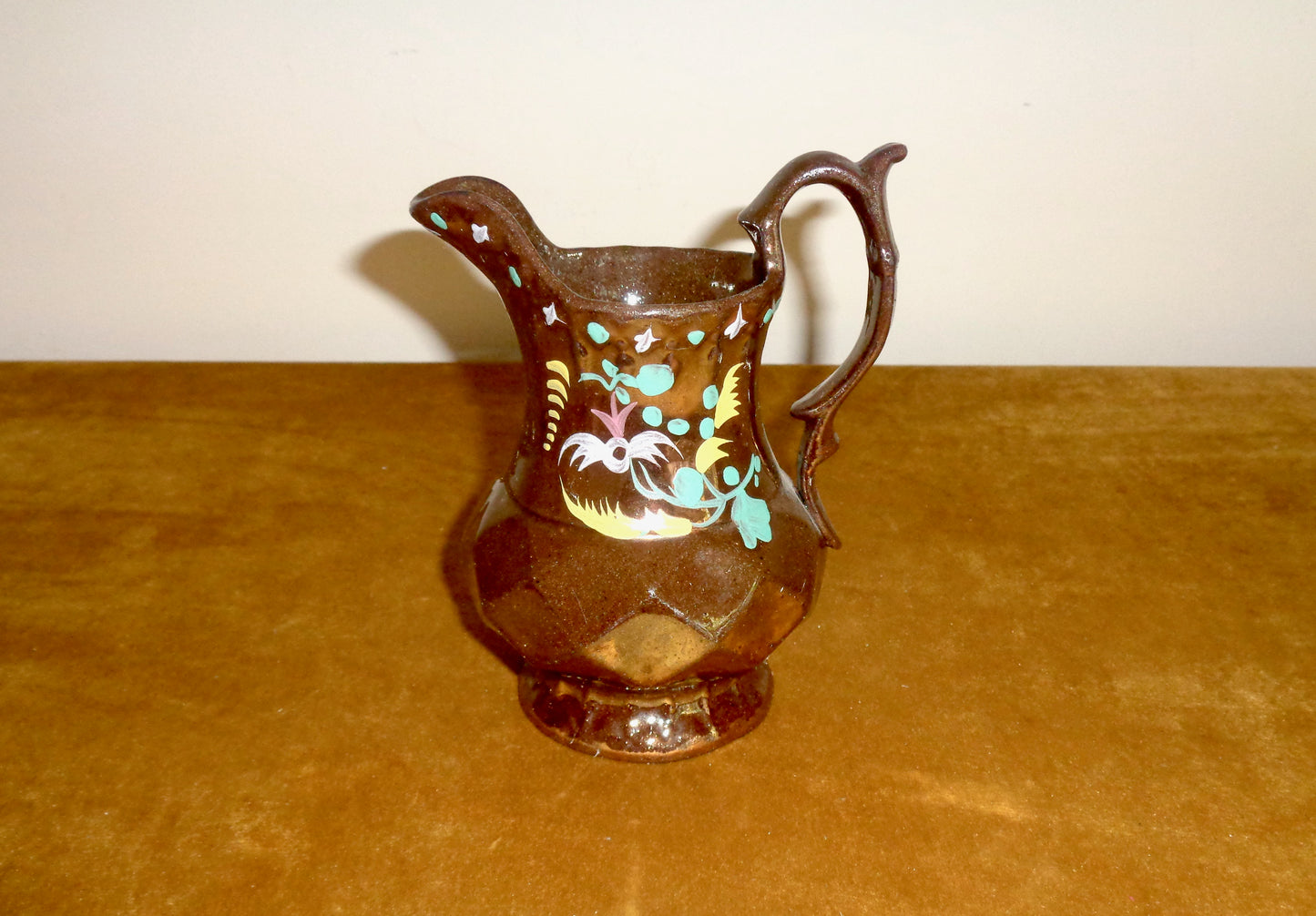 Antique Small Copper Lustre Staffordshire Pottery Jug/Creamer
