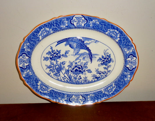 1930s Wood & Sons Aquila Blue and White H H & G Small Oval Platter