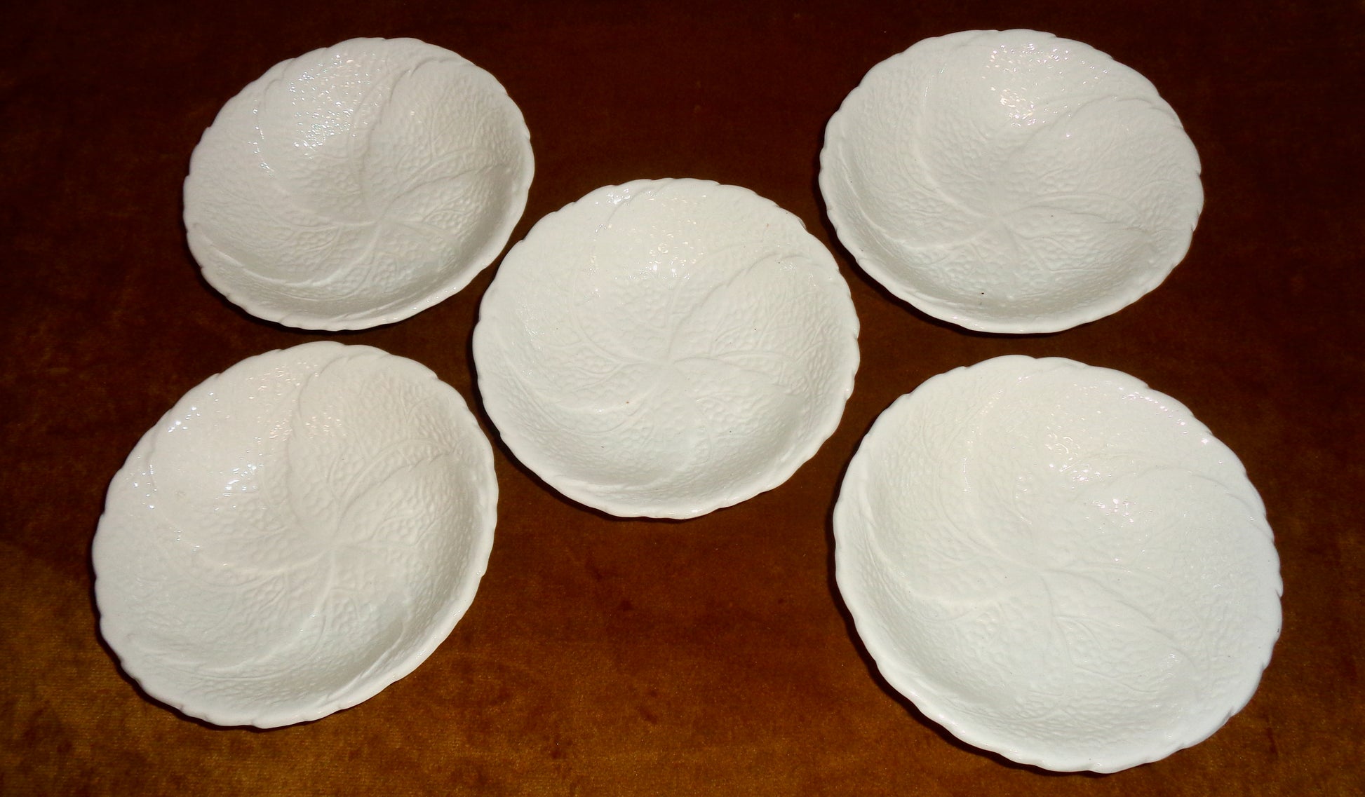 Vintage Set of Five White Falcon Ware Fruit / Sweet Dishes 