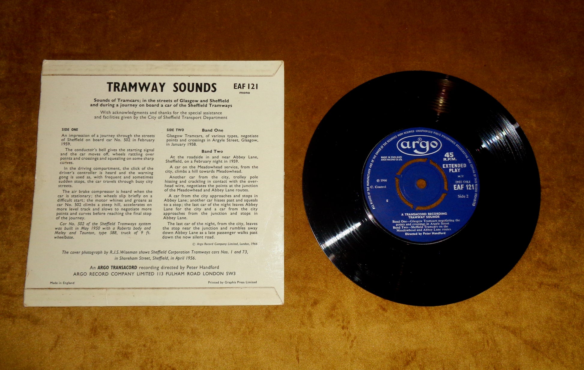 1966 Tramway Sounds 45 RPM 7" Single Vinyl Argo Record