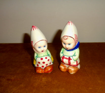 Vintage Ceramic Dutch Girl And Boy Novelty Salt & Pepper Pots