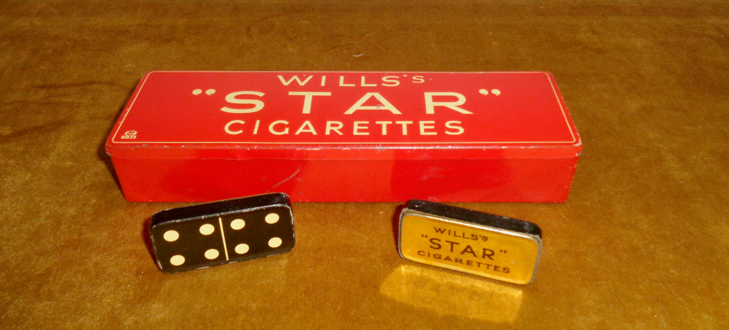 Wills's Star Cigarettes Boxed Tin Set of 28 Dominoes In Black Crystalate