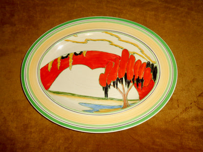Original 1930s Clarice Cliff Hand Painted Fantasque Solitude 29.5cm Oval Plate