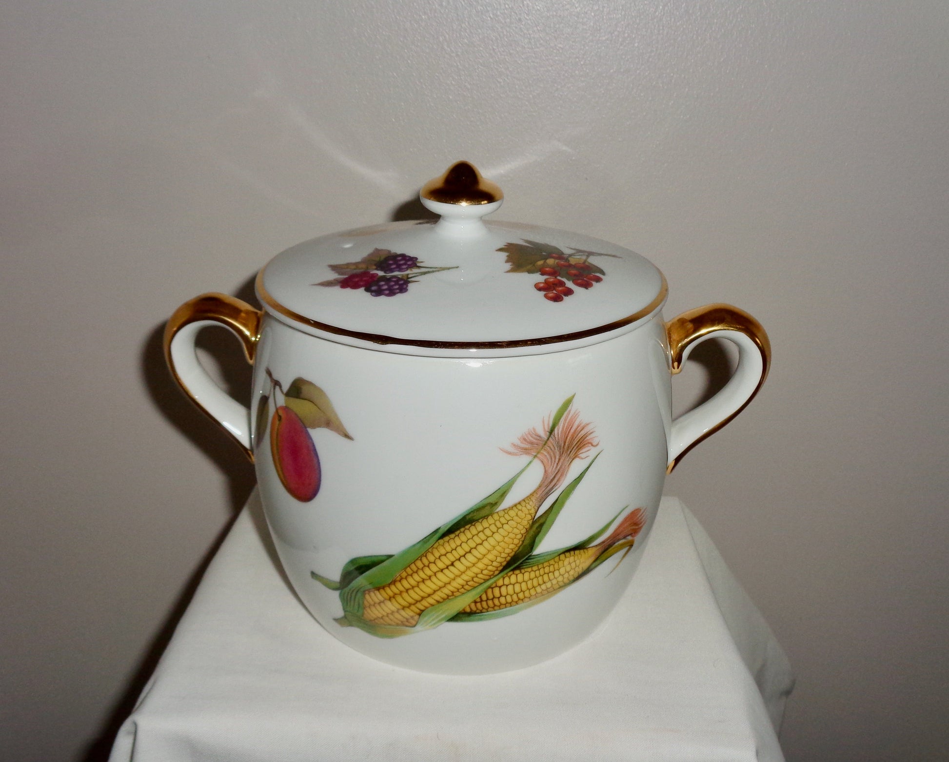 Vintage Royal Worcester Evesham Gold 2 Pint Storage Jar / Marmite Pot / Cooking Pot