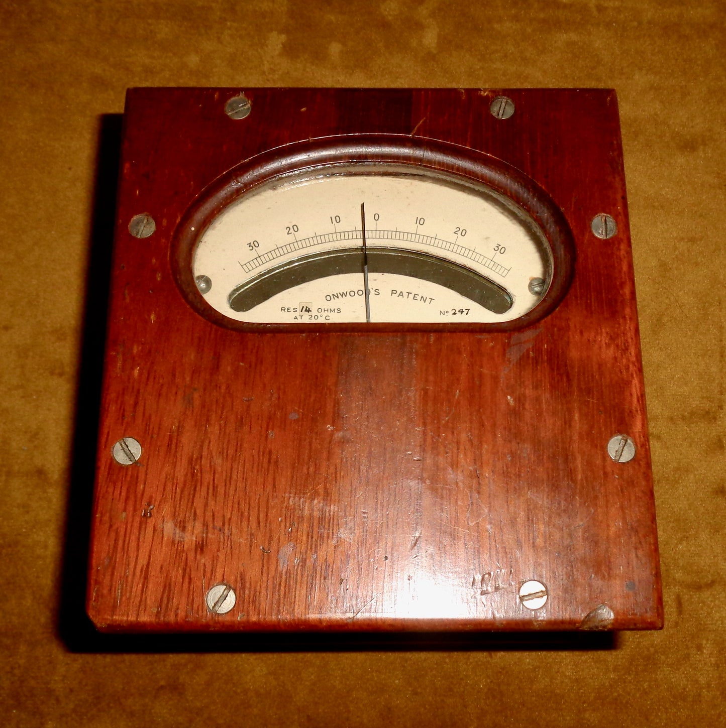 1920s Gambrell Brothers Wood Moving Coil Galvanometer No.247