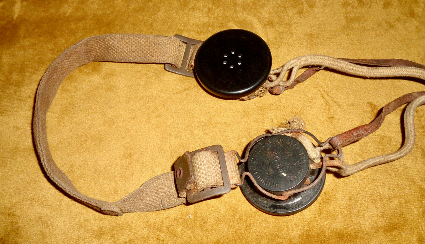 WW2 Canadian WS58 Headset Comprising Dominion Headphones with DM1 Microphone and Cannon Plug