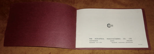 Original The Quad Electrostatic Loudspeaker ESL57 Instruction Book