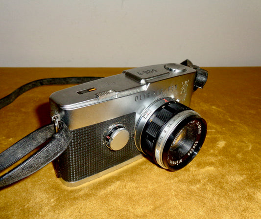 1960s Olympus PenF 35mm SLR Half Frame Camera With F Zuiko Auto-S f1.8 38mm Lens