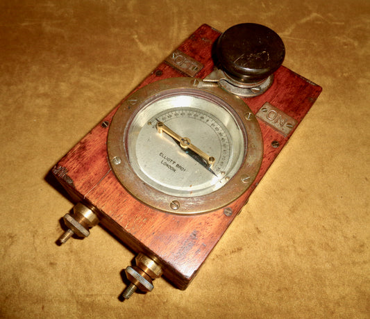 Antique Elliott Brothers Galvanometer Telegraph Lineman's Detector In Wood & Brass