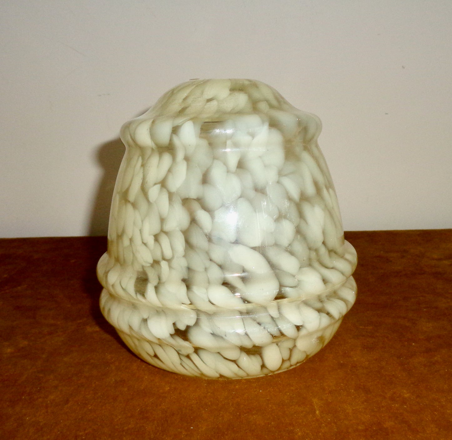 Art Deco Green And White Mottled Glass Pendant Light/Lamp Shade