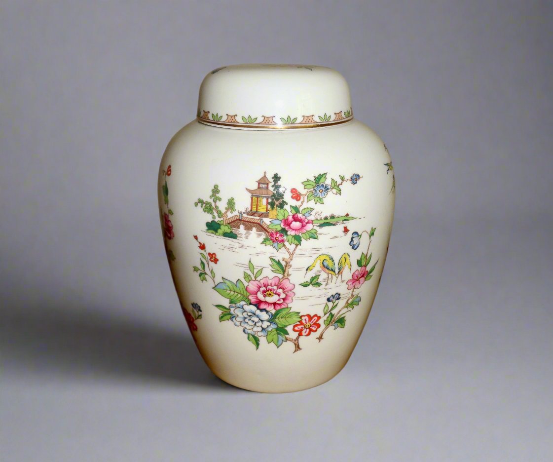 Pagoda Crown Staffordshire China 1950s Ginger Jar