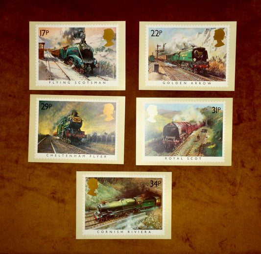 1985 Set of Five PHQ 81 Postcards Of Famous Trains 