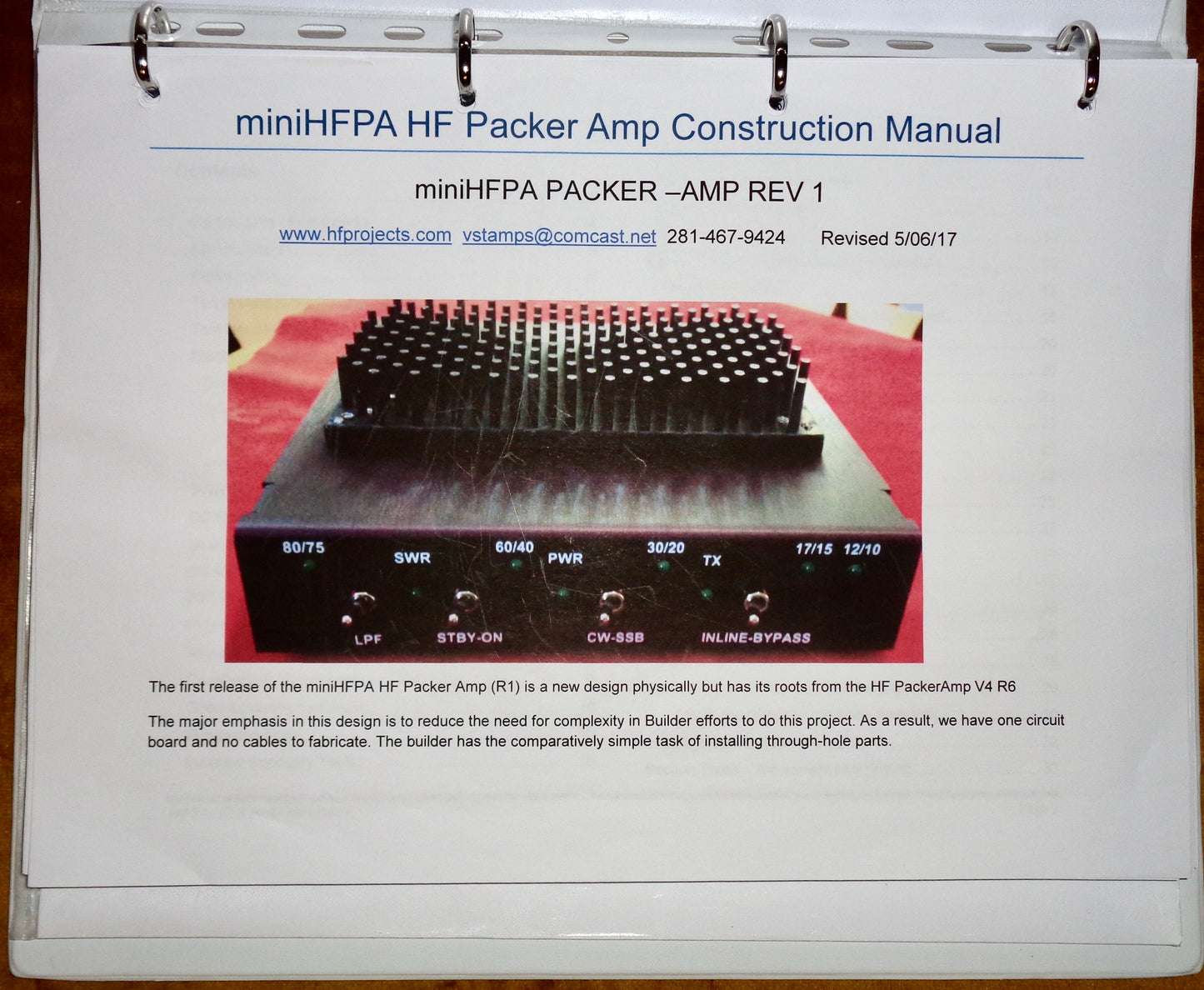 HF Projects MiniHFPA R2 Amplifier 30-35W Built Kit. Accessories And Construction Manual