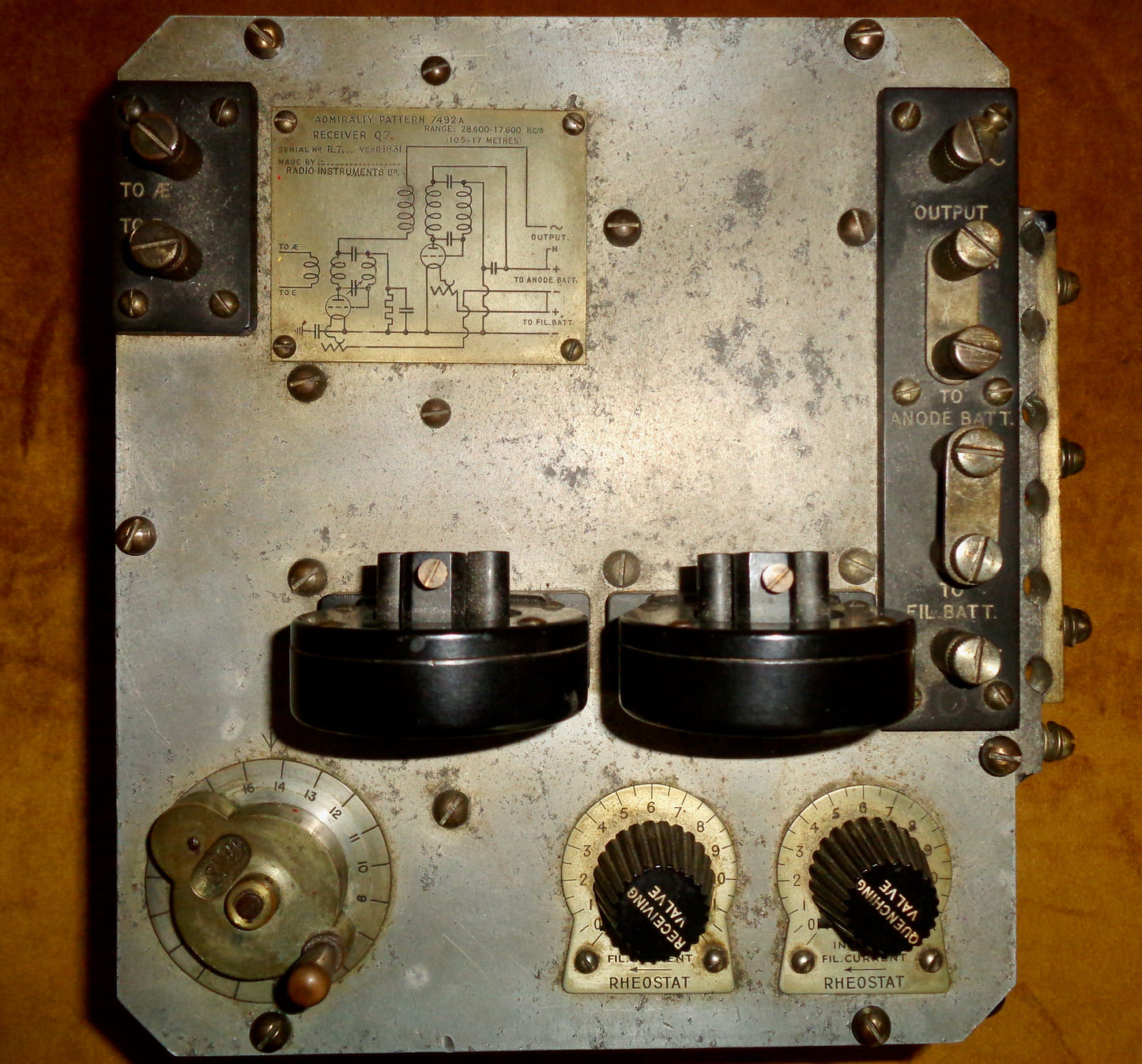 1931 Royal Navy Radio HF Receiver Q7 Admiralty Pattern 7492A Made By Radio Instruments Limited