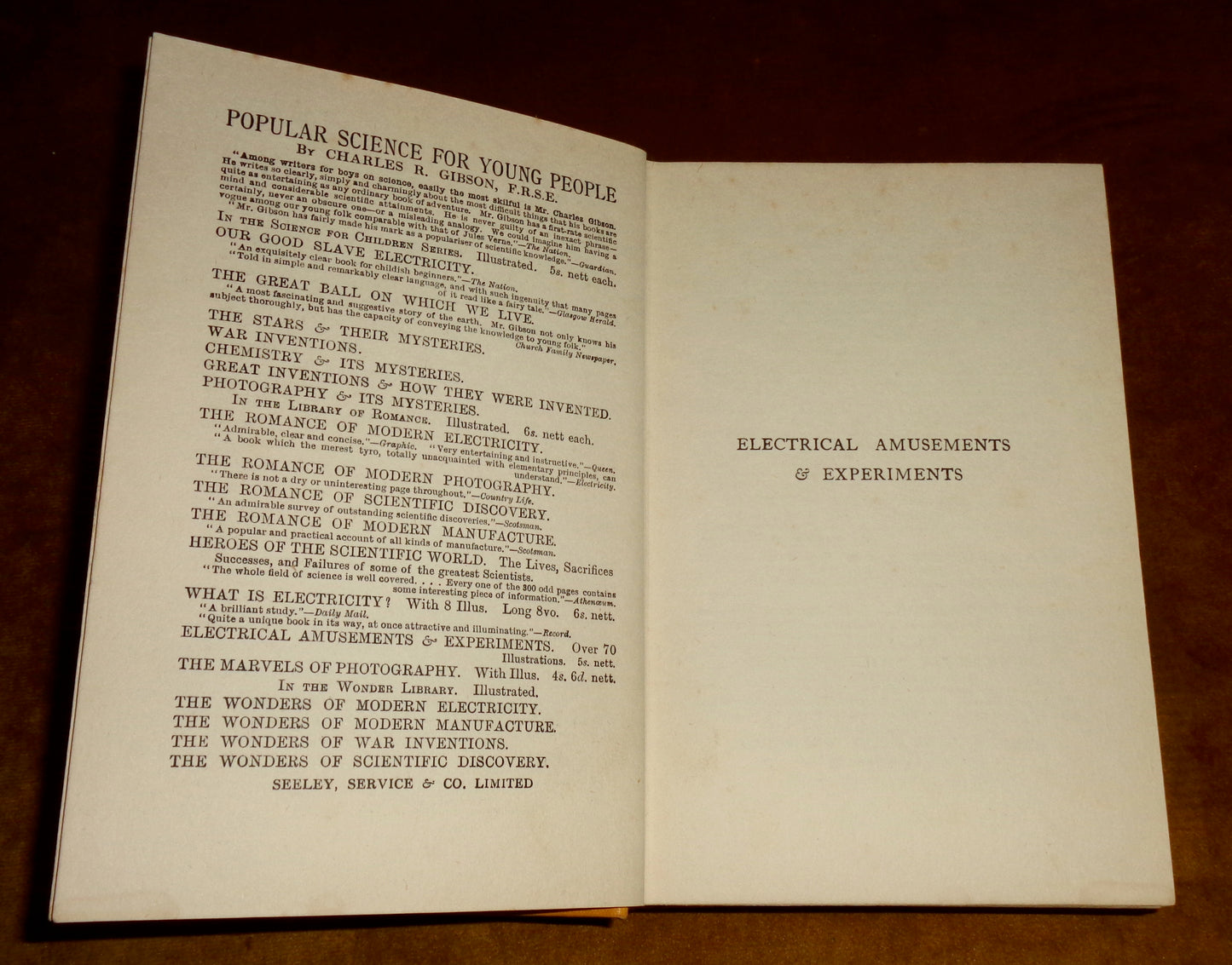 1925 Electrical Amusements And Experiments By Charles R Gibson