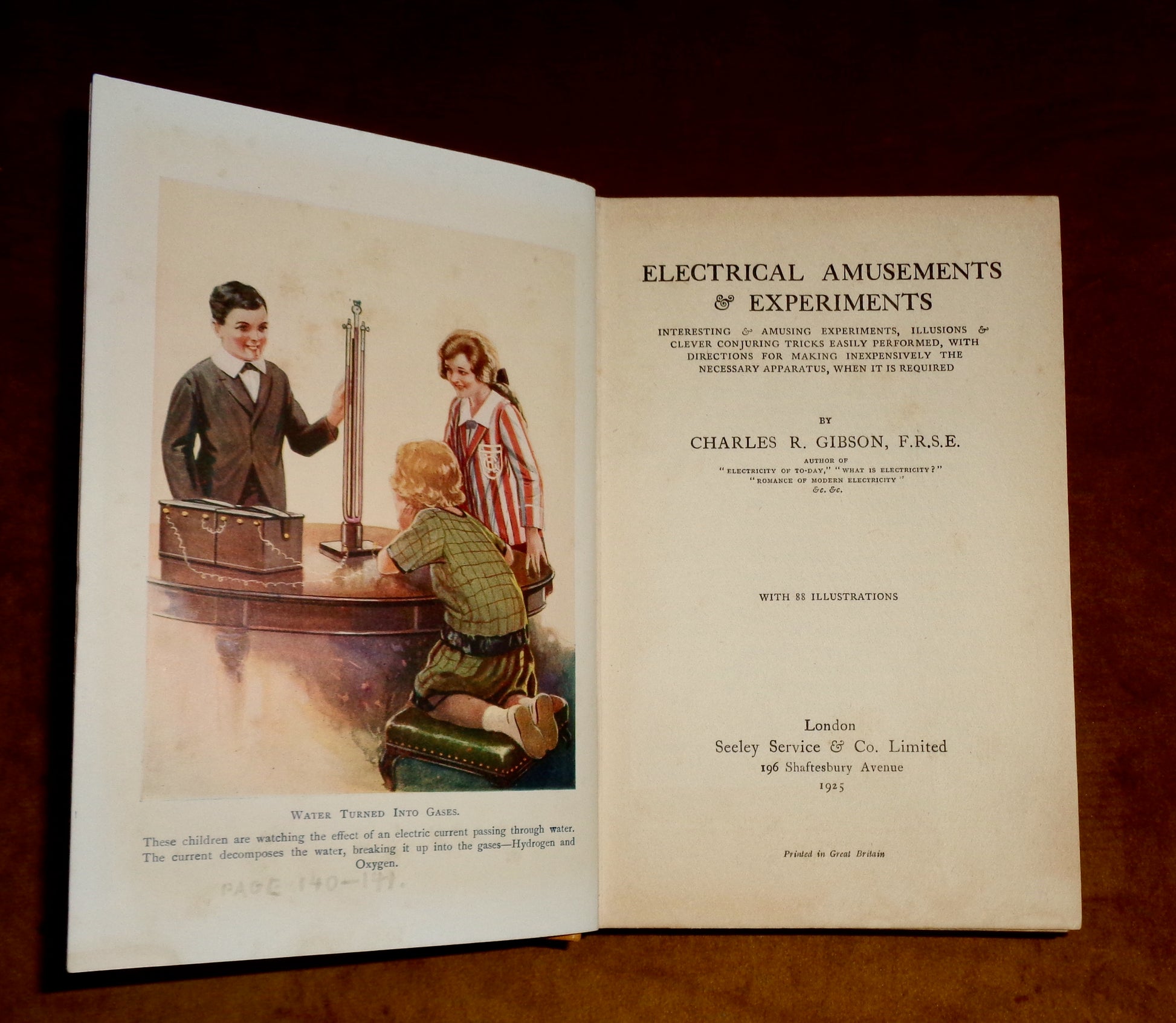 1925 Electrical Amusements And Experiments By Charles R Gibson