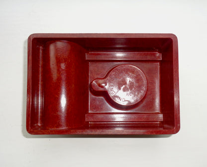 1940s Velos Shuttle Red Bakelite Office Desk Pen Tidy / Inkwell