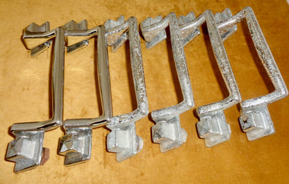 Set Of Six 1940s Chrome Plated Brass Pull Handles