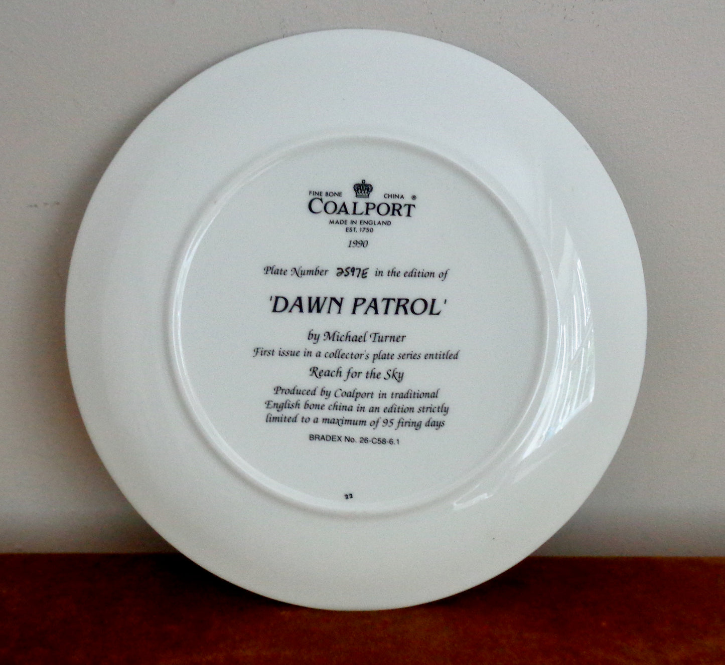 Dawn Patrol Coalport Battle Of Britain Commemorative Collector's Plate Number 2597E