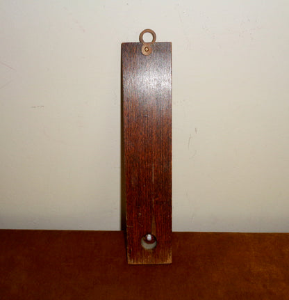 Vintage Brannan Brass Wall Hanging Thermometer Mounted on A Wooden Plinth