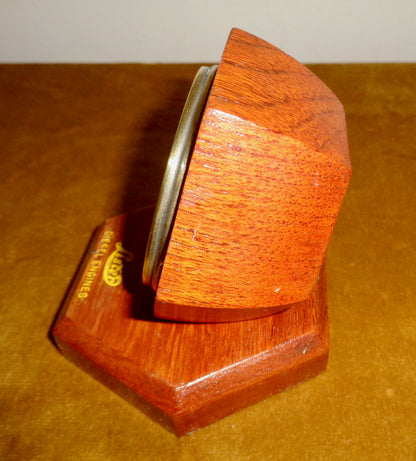 1930s Brass Rototherm Desk Thermometer In A Hexagonal Wood Surround And Plinth