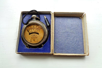 Vintage JT Hand held Pocket Watch Voltmeter In Its Original Box