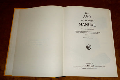 1965 Seventeenth Edition AVO Valve Data Manual