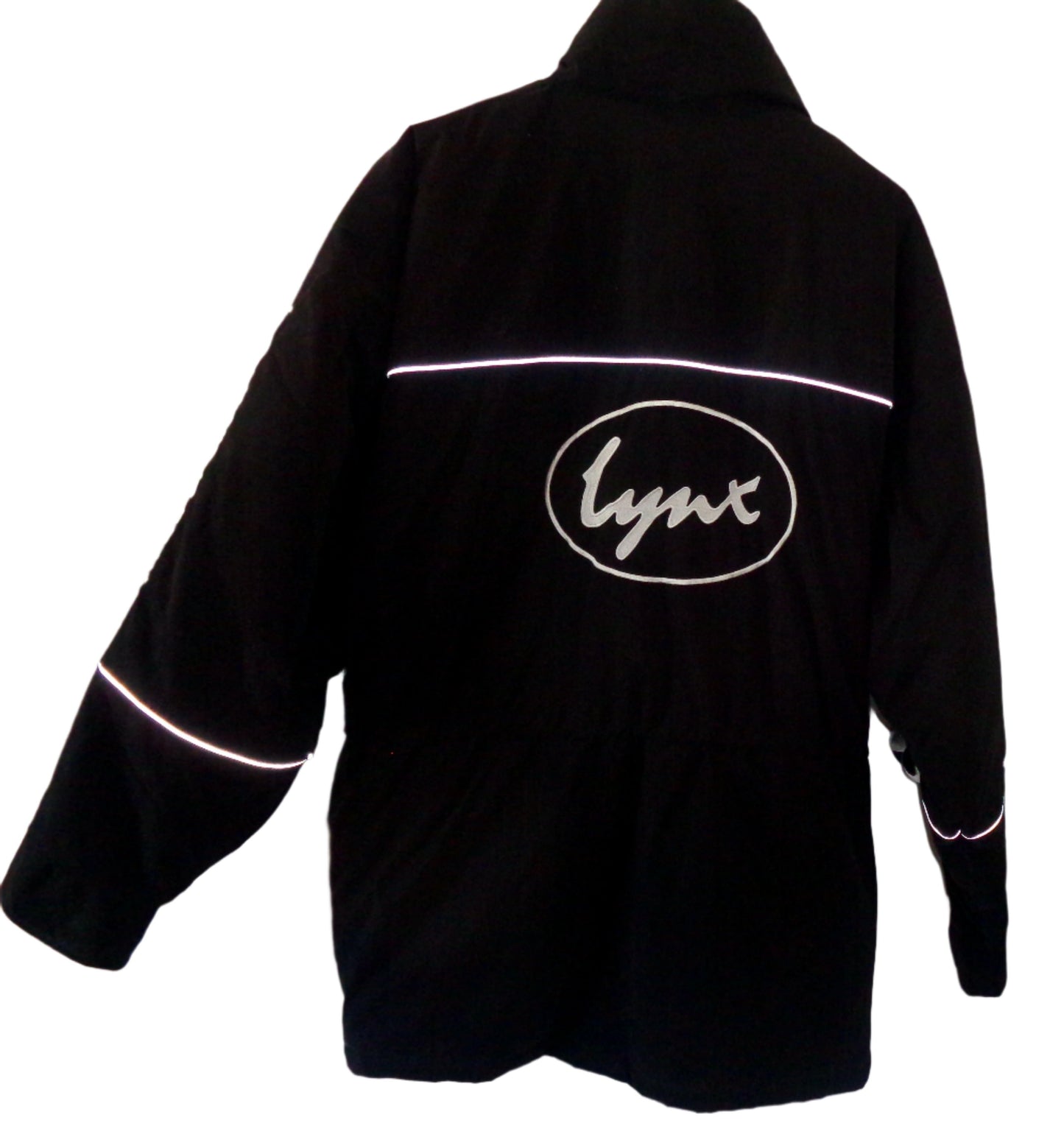 XL Lynx Jaguar Motorsport UK Black Padded Jacket With White Lynx Logo and Reflective Strips