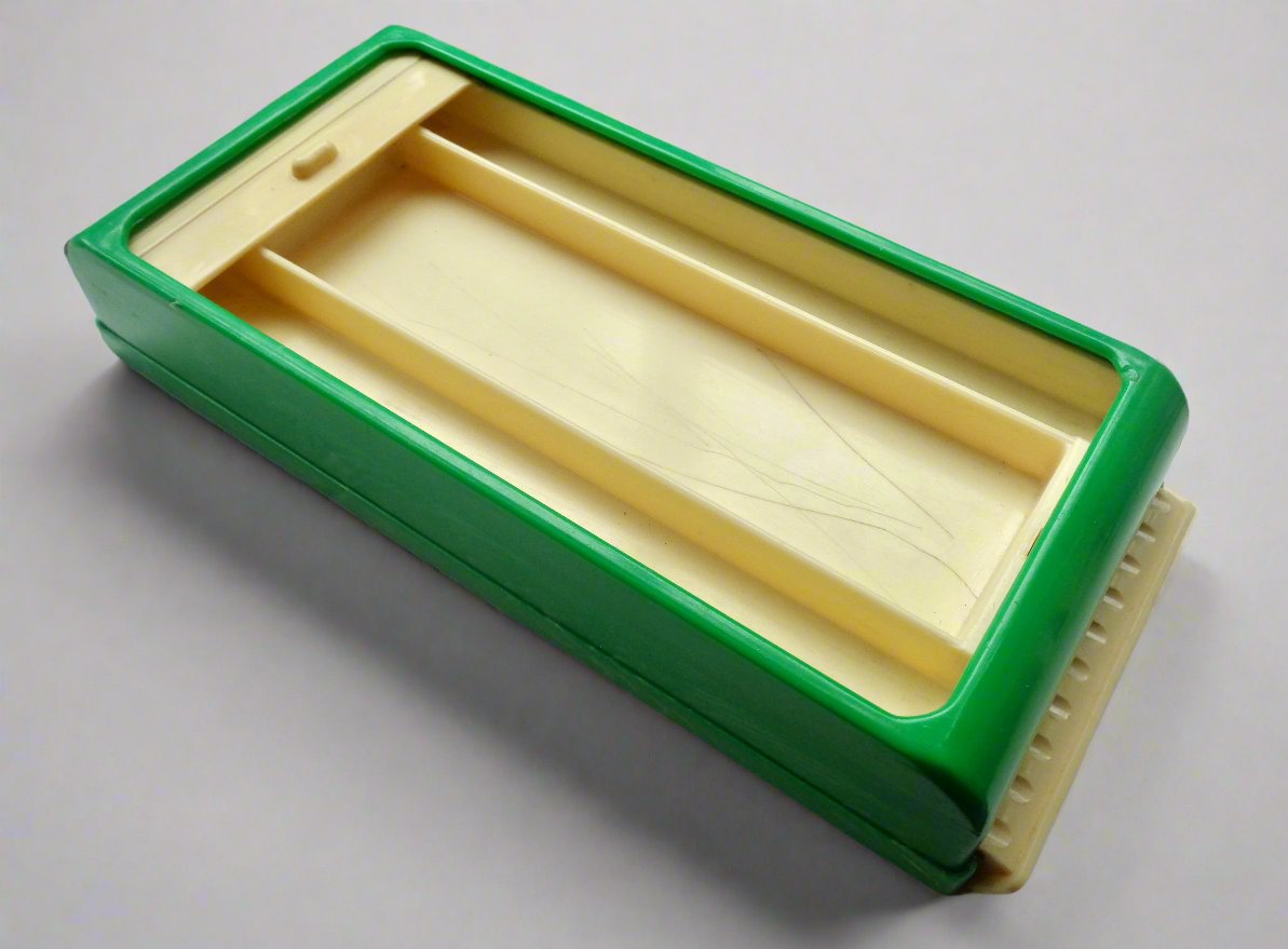 1940s Rolinx Green & Cream Plastic Pencil case / Pen Box With Two Compartments 