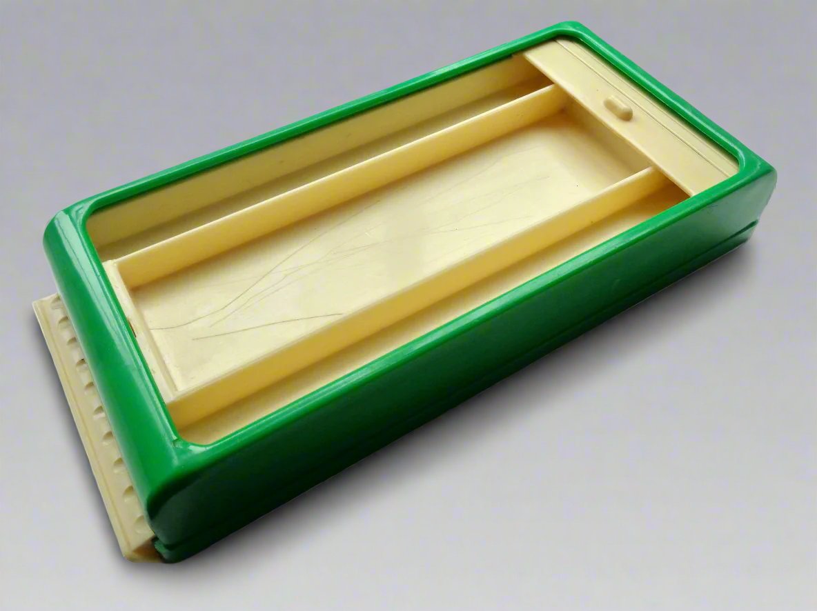 1940s Rolinx Green & Cream Plastic Pencil case / Pen Box With Two Compartments 