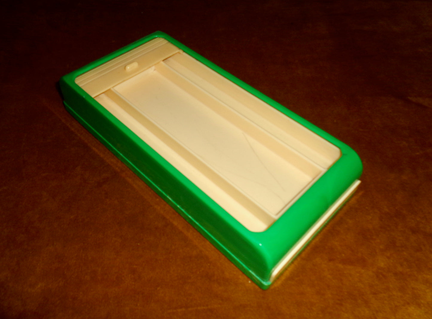 1940s Rolinx Green & Cream Plastic Pencil case / Pen Box With Two Compartments