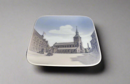 Royal Copenhagen 4 Inch Square Trinket Dish Featuring St Knuds Kirche