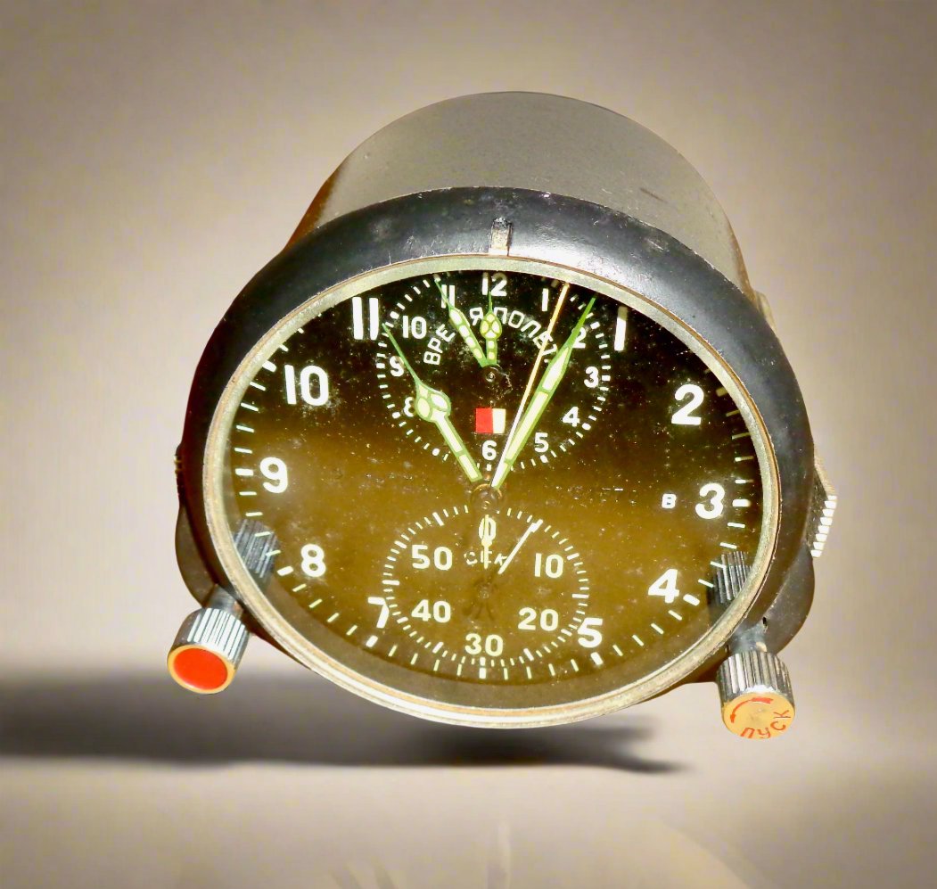 Vintage Soviet Aircraft AChS-1 Mechanical Cockpit Clock As Used in A M –  Mullard Antiques and Collectibles