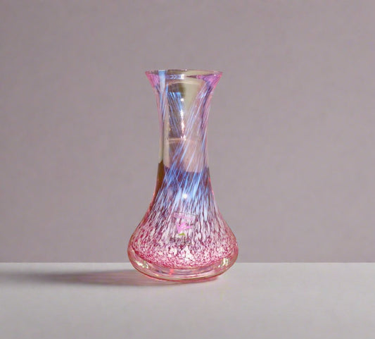 Pink Swirl Caithness Handmade Glass Bud Vase 