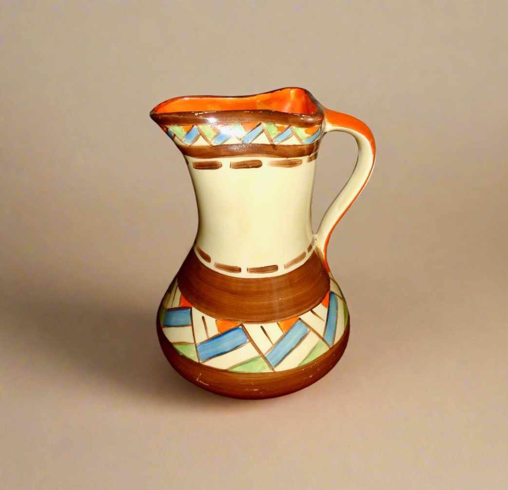 1930s Myott Son & Co Art Deco Geometric Pinch Neck Jug H 8301