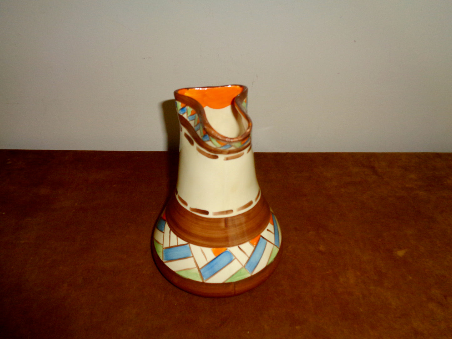 1930s Myott Son & Co Art Deco Geometric Pinch Neck Jug H 8301