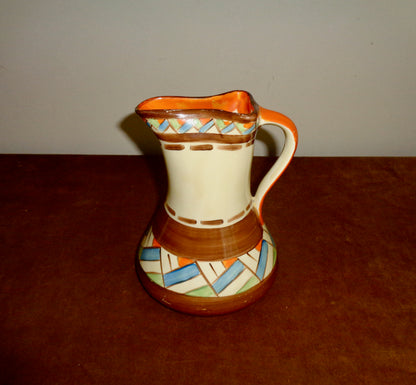 1930s Myott Son & Co Art Deco Geometric Pinch Neck Jug H 8301