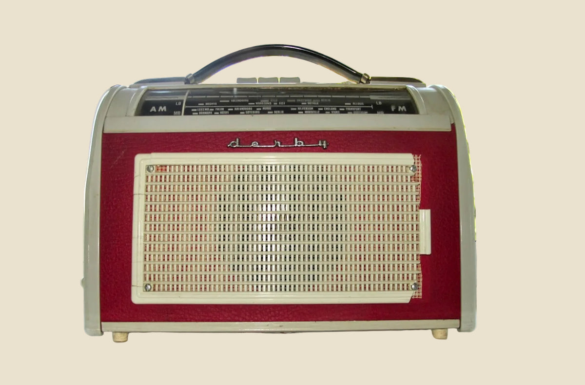 Danish Aarhus Derby Vintage Transistor Radio In Grey / Red 