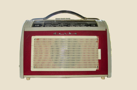 Danish Aarhus Derby Vintage Transistor Radio In Grey / Red 