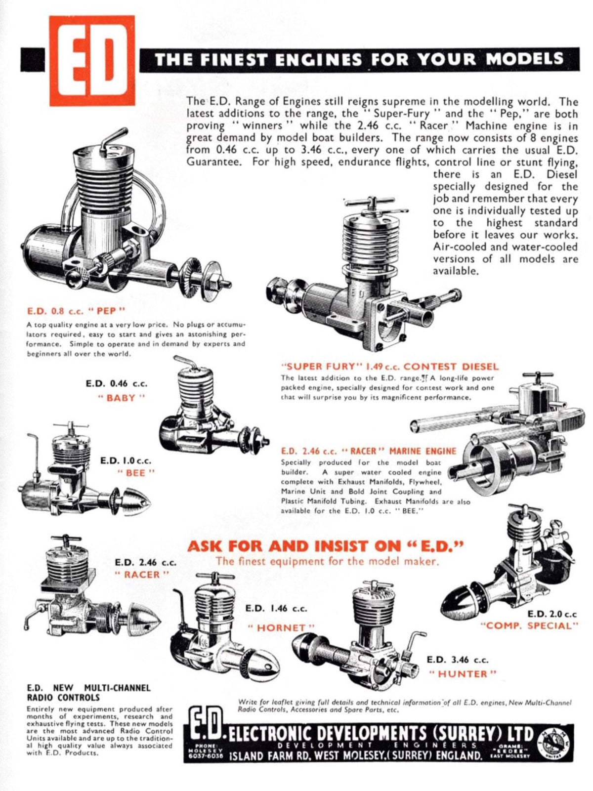 1950s Vintage ED Bee 1.0cc Engine For Model Aircraft – Mullard Antiques ...