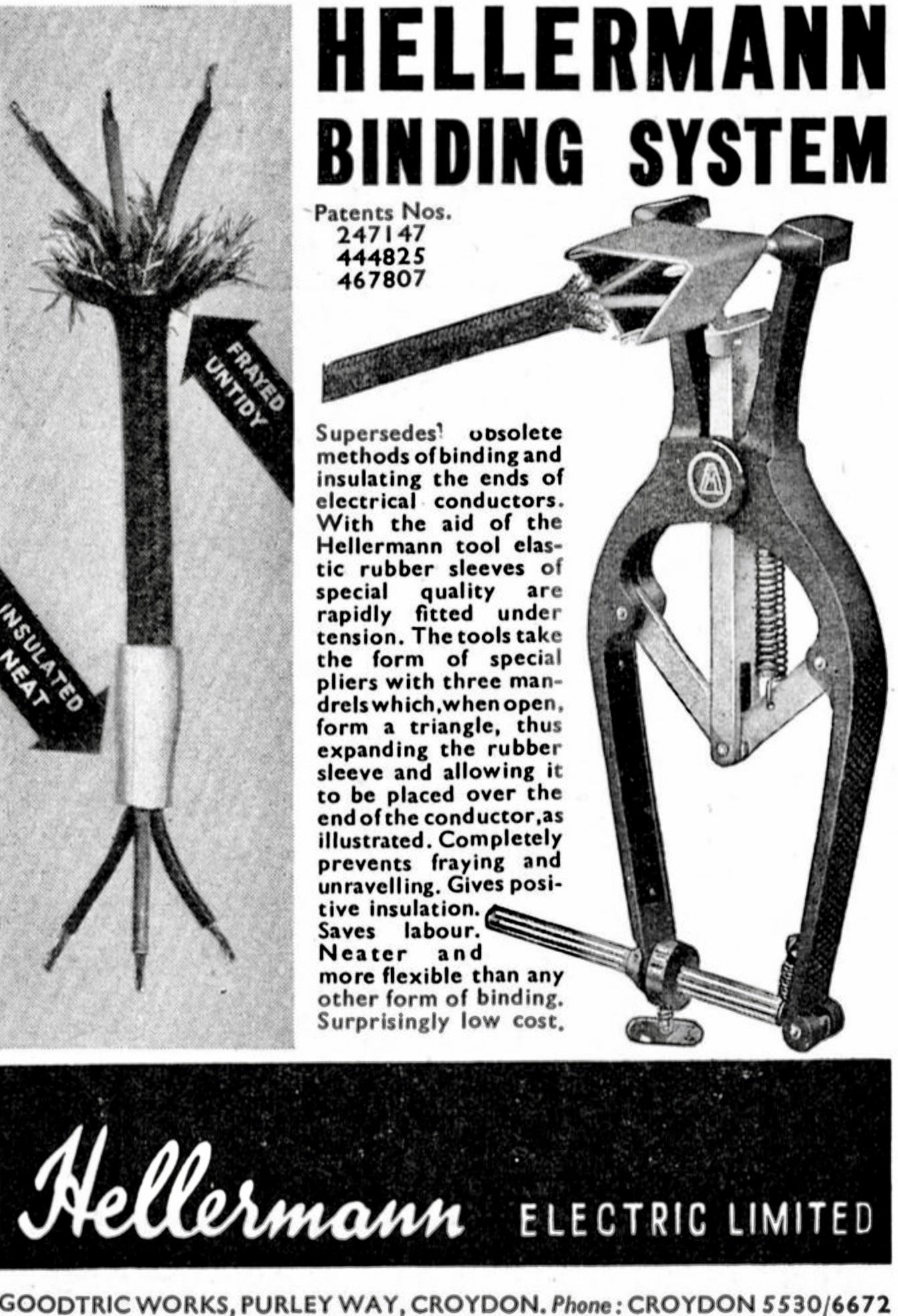 Vintage Hellerman Sleeve Pliers For Binding Insulated Electrical Conductors