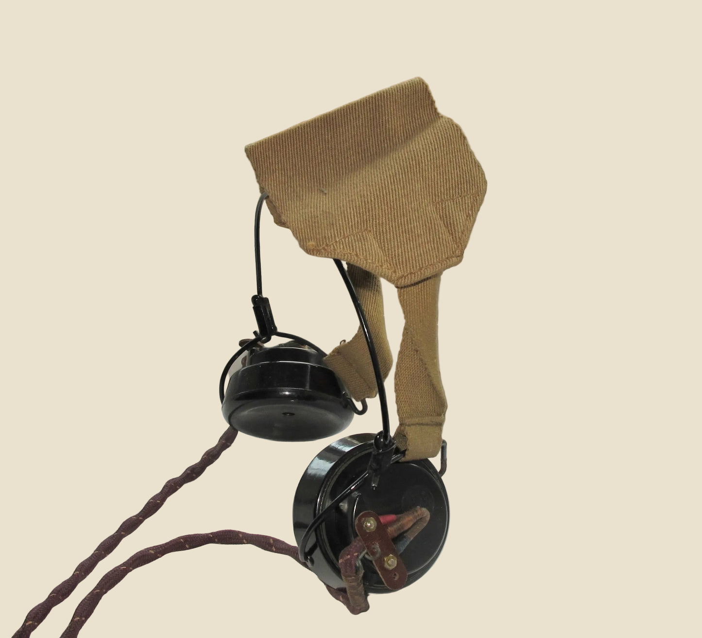 WW2 DLR No.5 Headphones SG Brown ITBA5 With Jack Plug & Canvas Strap