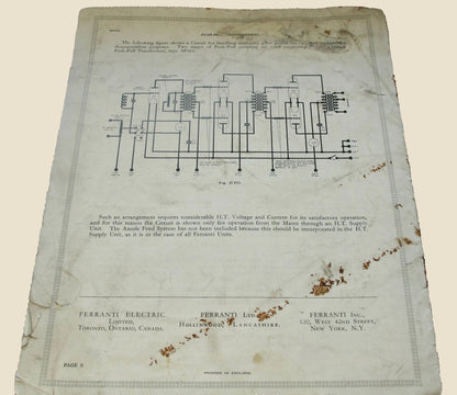 1930 Ferranti Push-Pull Transformers Pamphlet Wa 512