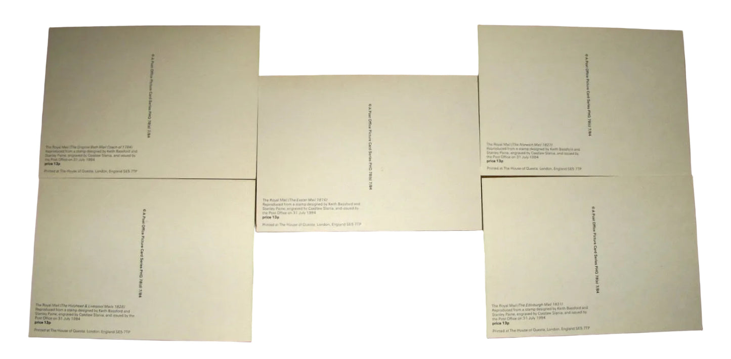 Set of Five PHQ 78 Postcards Commemorating 1984 Royal Mail Bicentenary